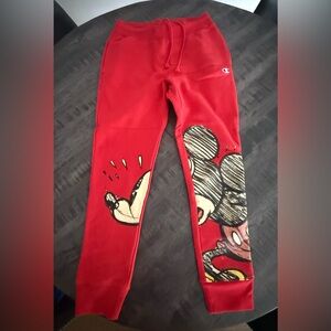 Champion Red Mickey Mouse SweatpantsLimited edition/Used